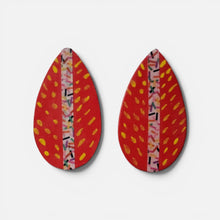 Load image into Gallery viewer, Hand-Painted Red Teardrop Wood Earrings | Colorful Artisan Statement Jewelry