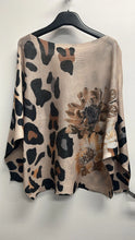 Load image into Gallery viewer, Leopard & Floral Print Lightweight Oversized Sweater – Beige, Black & Brown