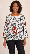 Load image into Gallery viewer, Women’s Paris City-Print Knit Sweater – Black, Red & White