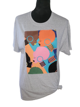 Load image into Gallery viewer, T-Shirts - Ankara Grey Colorful Afro Heads