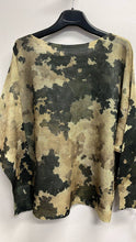 Load image into Gallery viewer, Abstract Camo Print Relaxed Fit Sweater – Olive & Beige
