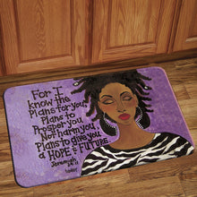 Load image into Gallery viewer, For I Know the Plans - Interior Floor Mat - #EthnicFloorMats, #AfricanHomeDecor, #HomeDecor, #GiftForMe, #BirthdayGift, #JewelsByElan