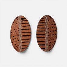 Load image into Gallery viewer, Hand-Painted Earth Tone Wooden Earrings | Tribal Jewelry www.Mad4Earrings.com/earth-tone-wooden-earrings
