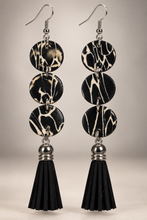 Load image into Gallery viewer, Black Marble Statement Tassel Earrings
