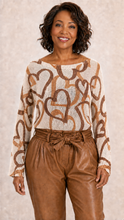Load image into Gallery viewer, Cream Heart Print Knit Sweater
