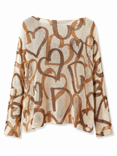 Load image into Gallery viewer, Cream Heart Print Knit Sweater
