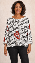 Load image into Gallery viewer, Women’s Paris City-Print Knit Sweater – Black, Red &amp; White
