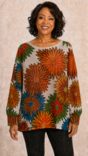 Load image into Gallery viewer, Women’s Oversized Floral Knit Sweater with Cuffed Sleeves
