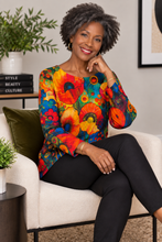 Load image into Gallery viewer, Colorful Abstract Floral Art Print Relaxed Fit Sweater
