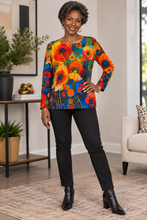 Load image into Gallery viewer, Colorful Abstract Floral Art Print Relaxed Fit Sweater

