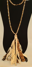 Load image into Gallery viewer, Boho Fabric and Topaz Glass Beaded Necklace
