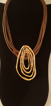 Load image into Gallery viewer, Goldy Faux Leather and Gold Plated Cluster Necklace
