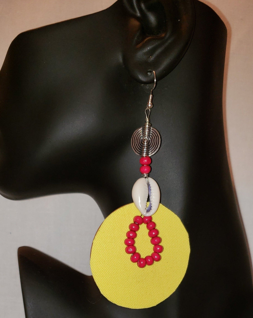 Sunny Yellow and Cowrie Shell Earrings #FE120