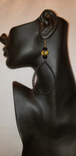 Load image into Gallery viewer, Black Hoop with Mustard Yellow and Black Earrings BE103
