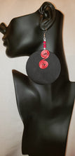 Load image into Gallery viewer, Black Denim and Red Swirl Earrings WE101
