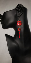 Load image into Gallery viewer, Kazuri Ceramic Red Beaded Earrings BE112
