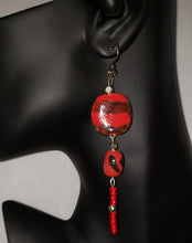 Load image into Gallery viewer, Kazuri Ceramic Red Beaded Earrings BE112
