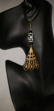 Load image into Gallery viewer, Black White and Gold Earrings BE104
