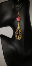 Load image into Gallery viewer, Red and Gold Fan Earrings #BE115
