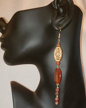 Load image into Gallery viewer, Carnelian and African Inspired Beaded Earrings BE105
