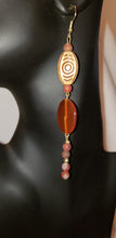 Load image into Gallery viewer, Carnelian and African Inspired Beaded Earrings BE105
