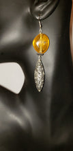 Load image into Gallery viewer, Honey Lemon Lucite Beads with Silvertone Etched Beads BE109
