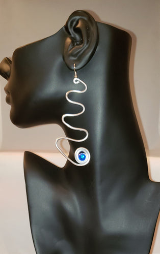 Selena Silver Aluminum Wire with Blue Stone Earring
