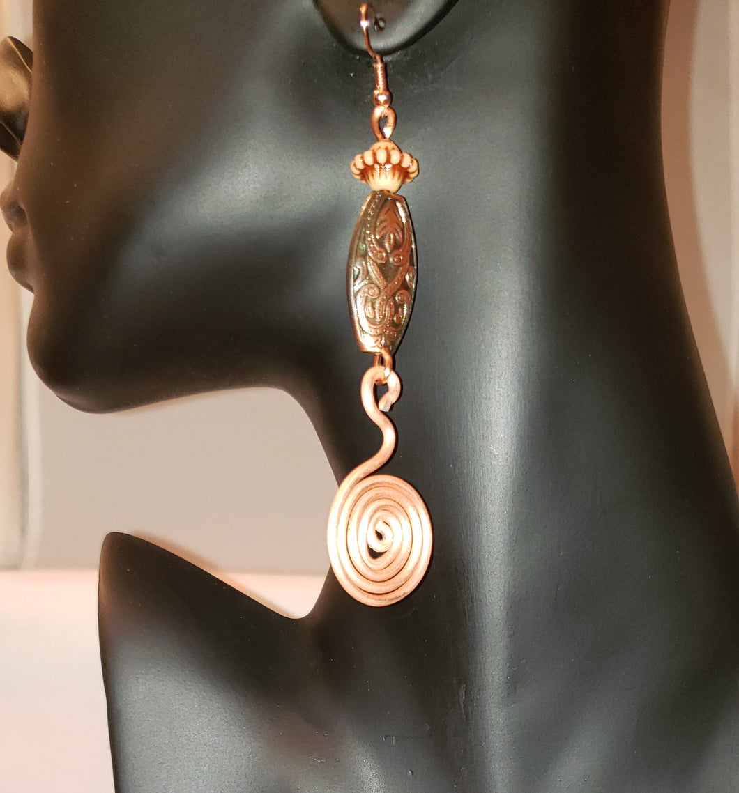 Marie Copper Color Aluminum Wire Swirl Earrings