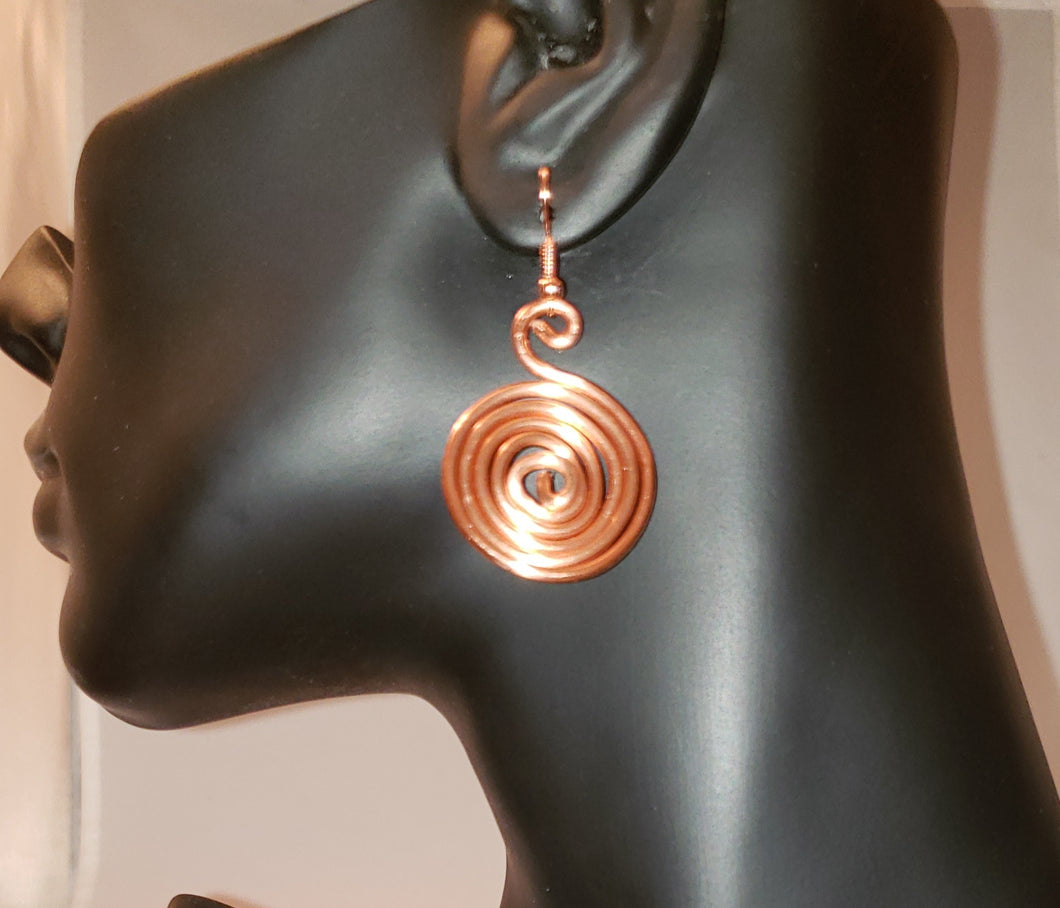 Penny Copper Color Aluminum Wire Swirl Earrings