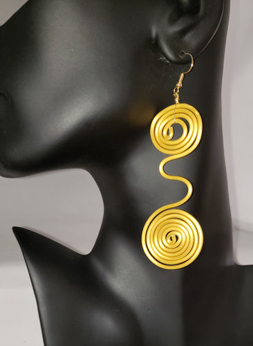 Mindy Gold Plated Aluminum Wire Double Swirl Earrings