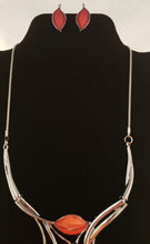 Load image into Gallery viewer, Gunmetal Grey and Burnt Orange Glass Necklace
