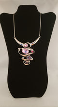 Load image into Gallery viewer, Silver Plated Purple and Lavender Geometric Glass Stone Necklace
