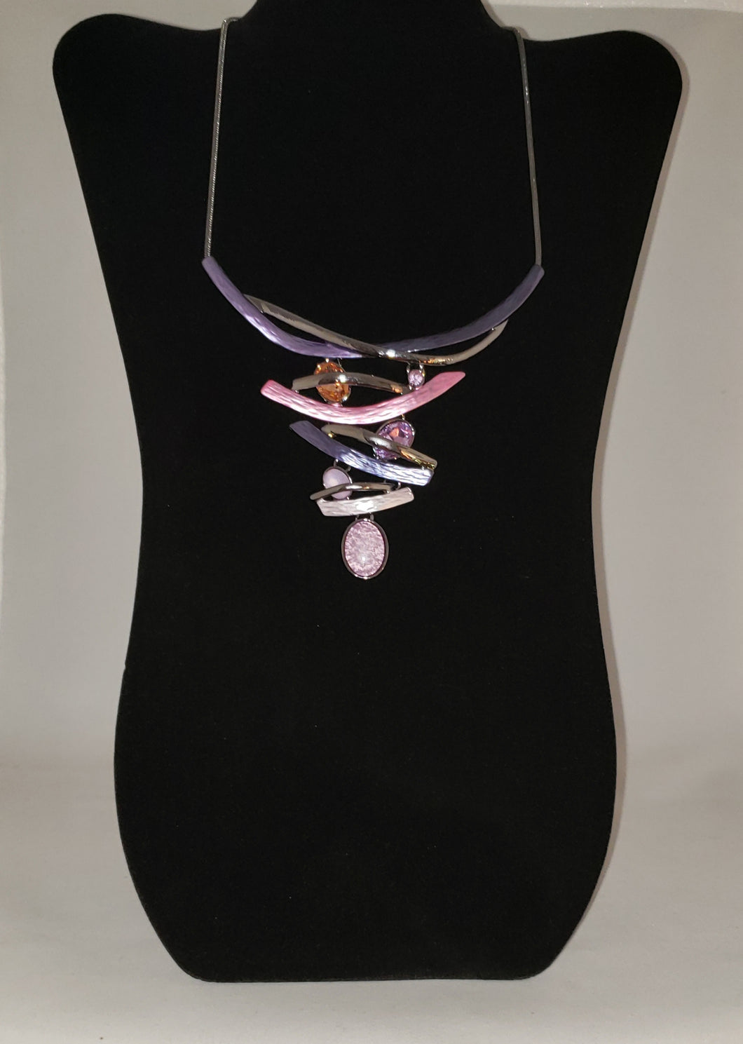 Violet Gunmetal Grey and Lavender Necklace