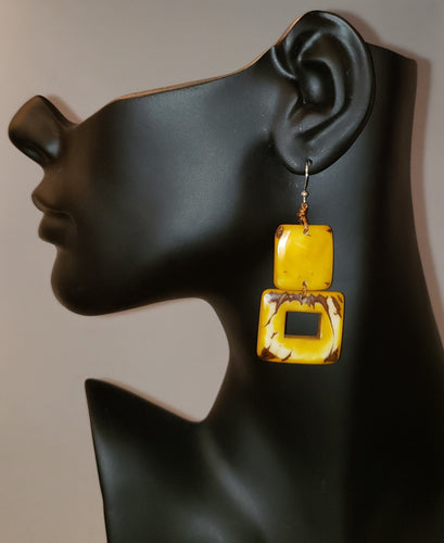 Tia Lemon Yellow Tagua Nut Earrings