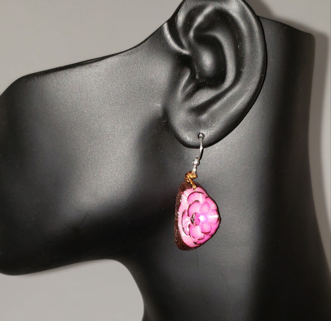 Chelly Pink Tagua Nut Earring