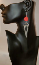 Load image into Gallery viewer, Cinnabar and Pewter Earrings
