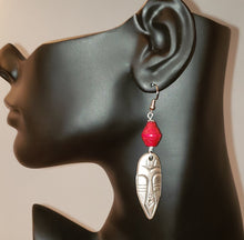 Load image into Gallery viewer, African Mask Pewter Earrings
