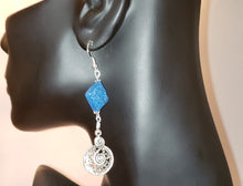 Load image into Gallery viewer, Mindy Midnight Blue and Pewter Earrings

