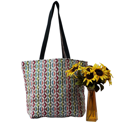 Handcrafted Multi Color Woven Print Tote Bag