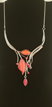 Load image into Gallery viewer, Cindy Gunmetal Grey and Burnt Orange Glass Necklace
