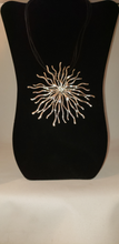 Load image into Gallery viewer, Starburst - Black Faux Leather Cord and Silver Plated Starburst
