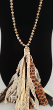 Load image into Gallery viewer, Boho Fabric and Topaz Glass Beaded Necklace
