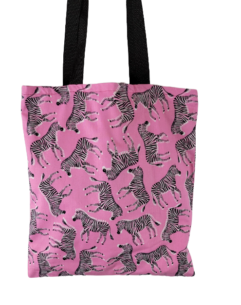 Handcrafted Pink Zebra Print Tote Bag