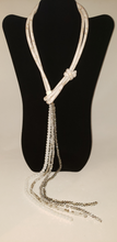 Load image into Gallery viewer, Cheryl Faux Leather Creme Snakeskin and Glass Beaded Necklace
