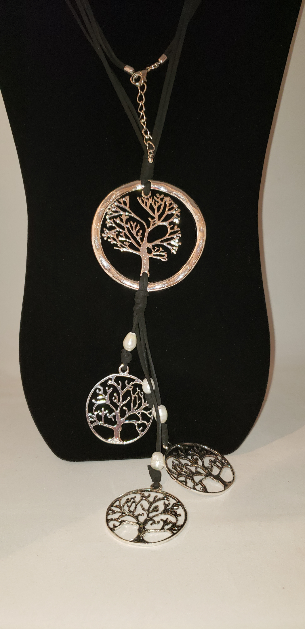 Tree of Life with Black Suede Ties Necklace