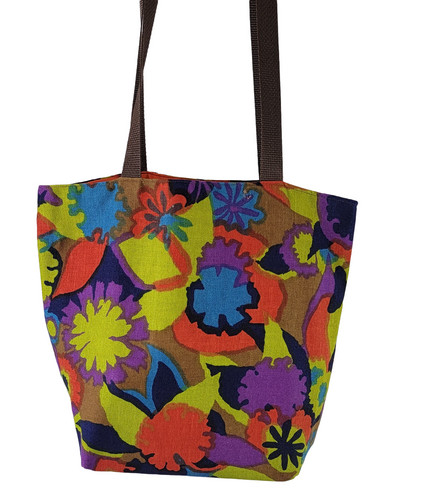Handcrafted Brightly Colored Floral Tote Bag