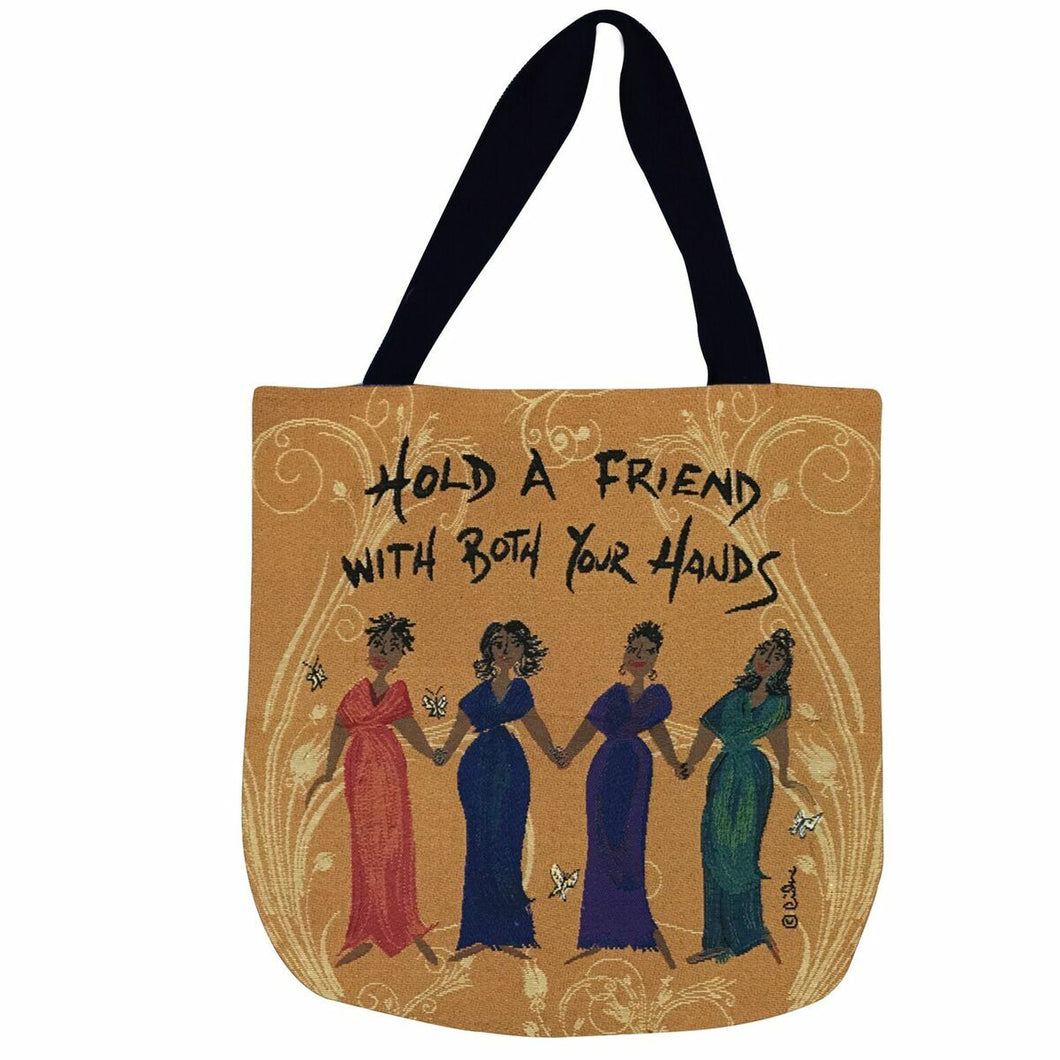 Hold a Friend with Both Your Hands - #GiftforMe, #BirthdayGift, #MothersDayGift, #Affirmation, #EthnicTote