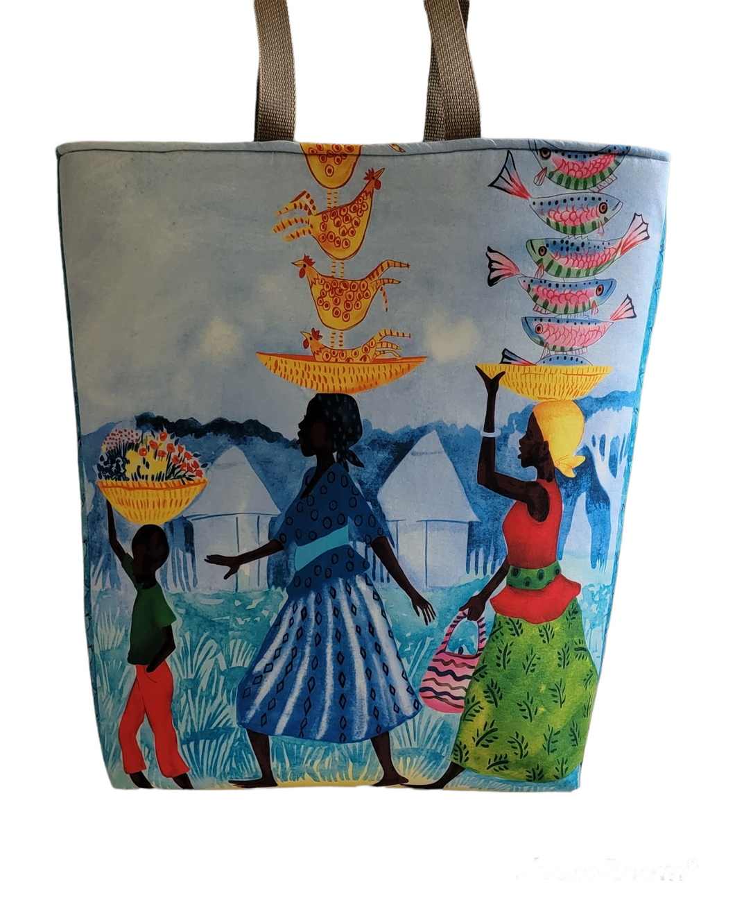 Women and Child Going to Market Tall Tote Bag
