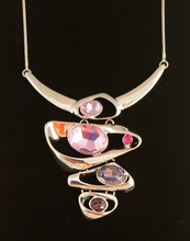Load image into Gallery viewer, Georgia Silver Plated Purple and Lavender Geometric Glass Stone Necklace
