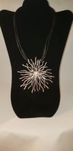 Load image into Gallery viewer, Starburst - Black Faux Leather Cord and Silver Plated Starburst
